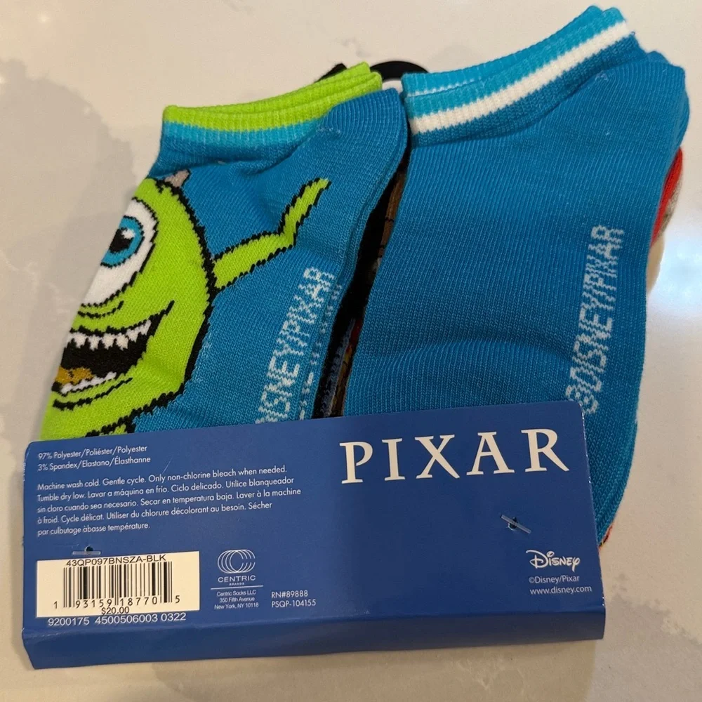 Disney Multicolor No Show Socks Set. Pixar. 10-4 kids